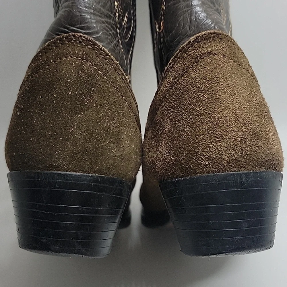 Acme Brown Suede Leather Cowboy Boots Kids (Read Flaws) Kids 4